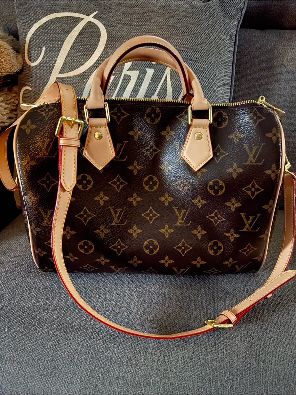 Louis Vuitton Monogram Satchel with Natural Vachetta Trim - Brown